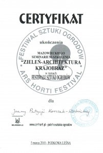 certyfikat zieleń- architektura- krajobraz